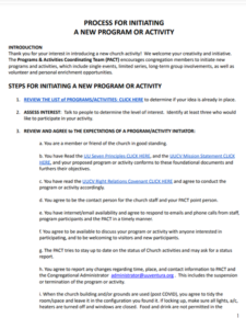 Process for Initiating a New Program or Activity